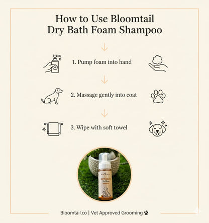 Bloomtail.co Dry Bath Foam Shampoo for Pets – Peach Scent | 150ml