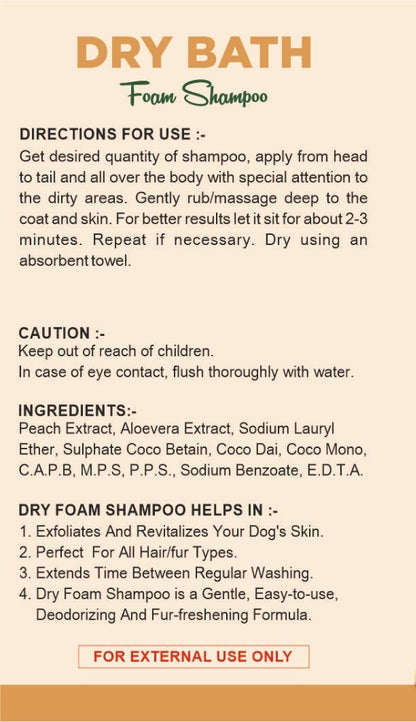Bloomtail.co Dry Bath Foam Shampoo for Pets – Peach Scent | 150ml
